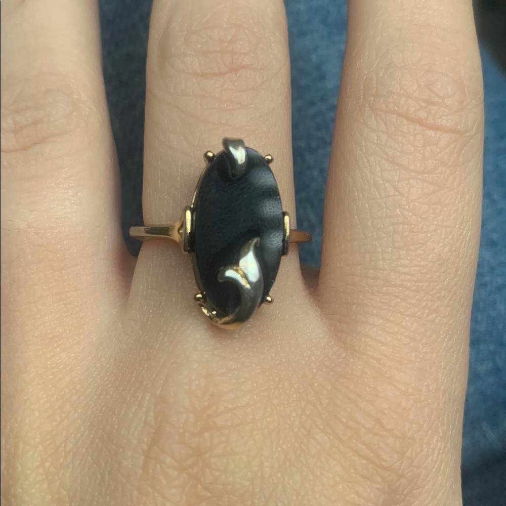 Avon Black and Gold Statement Ring